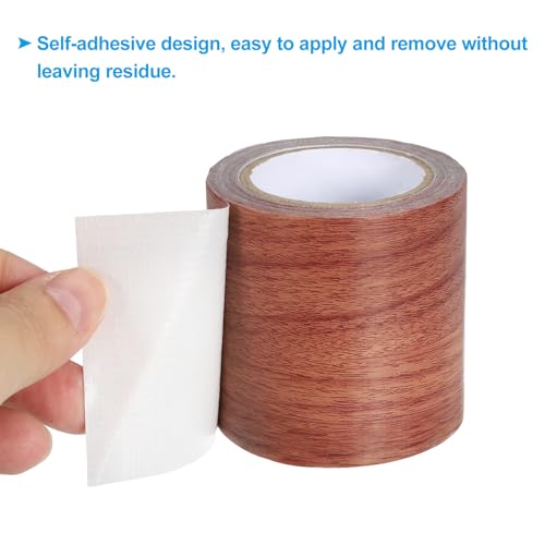 Image of PATIKIL Wood Grain Repair Tape 2.2 inch X15', 4 Pack Self Adhesive Realistic Textured Repair Tape Patch for Floor Door Table Cabinets Desk, Red Oak