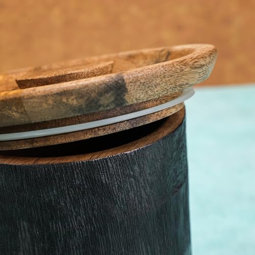 Image of Prakriti Acacia Wood Canister for Kitchen Organization | Tea Coffee Sugar Storage Jar | Natural Wooden Canister | 13.97 x 17.78 cm