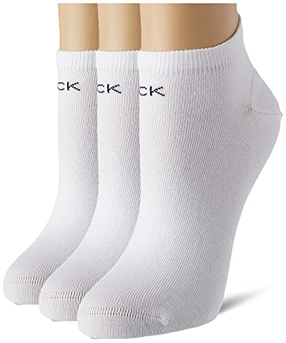 Calvin Klein Lot de 3 Paires de Chaussettes pour Femme Baskets, Blanc, Taille Unique
