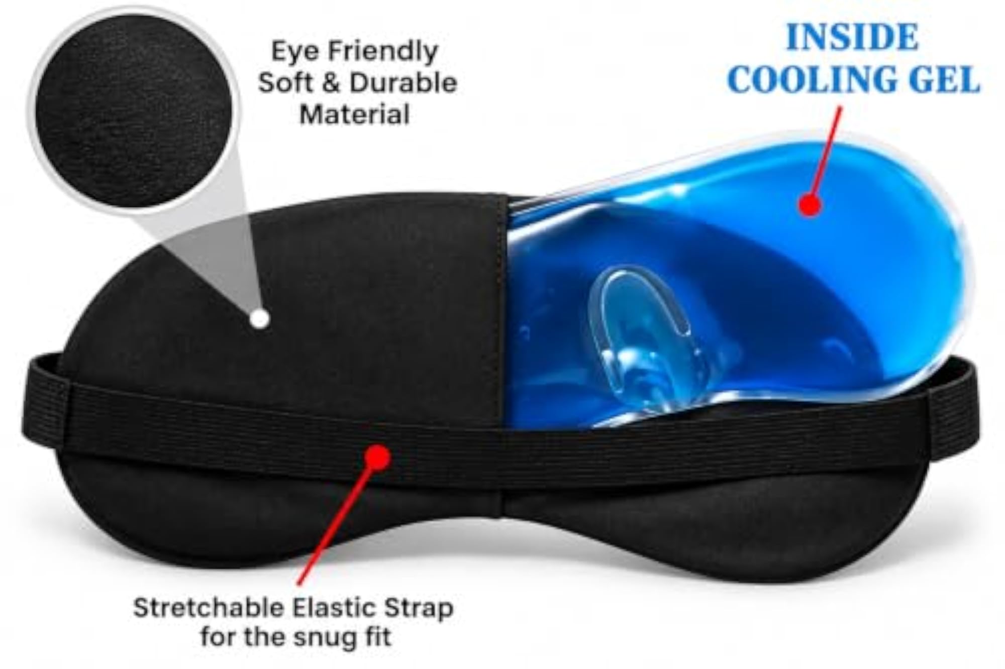 PACK OF 2 Eye Masks for Sleeping, Adjustable Strap