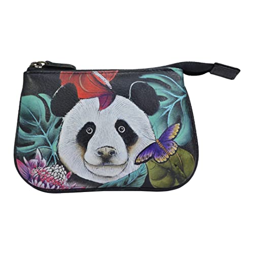 Anuschka Women’s Hand-Painted Genuine Leather Medium Zip Pouch - Coin and Key Pouch - Zippered, 2 Key Fobs