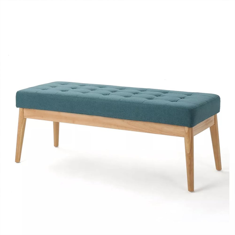 BAKAJI Panca Fondoletto in Tessuto con Struttura Legno, Cassapanca Pouf Camera da Letto, Ingresso, Ufficio, Cameretta, Soggiorno, Salotto, Panchina Ottomana Imbottitura Alta Densità (Verde)