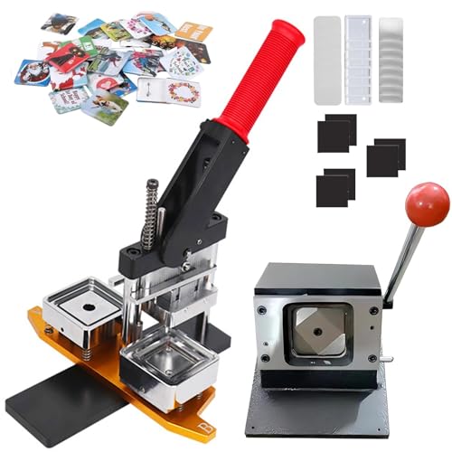 2x2in Máquina para Hacer Imanes Fotográficos, Máquina para Hacer Botones Cuadrados-con 100 Consumibles 1 Cortador-Compatible con Materiales Acrílicos y de Cartón