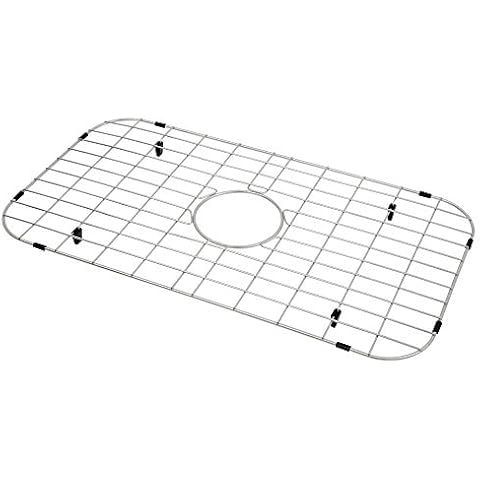 LQS Kitchen Sink Bottom Grid and Sink Protector, Sink Rack for Bottom of Grid 26" x 14" with Center Drain Hole for Single Handmade Sink Bowl, Stainless Steel Sink Grid, Kitchen Sink Grate Cover