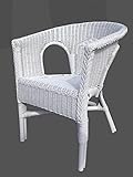 rattan korbsessel kaufen  Rattan-Sessel Weiß Esszimmersessel Korb-Sessel Rattanmöbel Rattansessel Rattanstuhl mit Armlehnen Lounge Flechtsessel