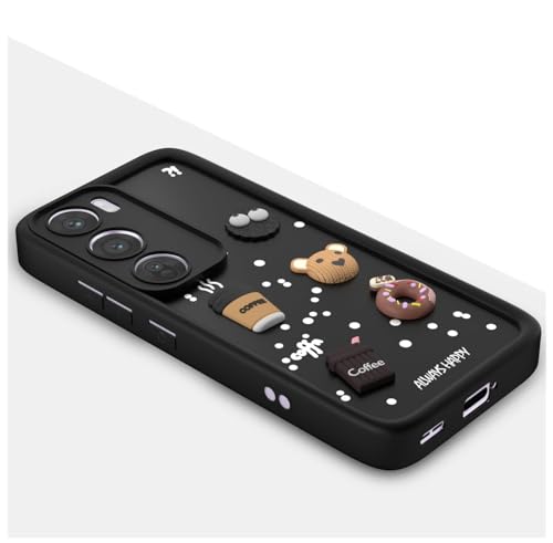 Image of Bintage Cute Fun Taddy| 3D Ball Bear| Donut| Coffee Rubber Case Full Body & Camera Protection Back Cover Compatible for Oppo Reno 12 5G - Black