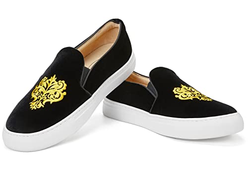 Women's Vintage Velvet Embroidery Slip-on Sneakers Shoes for Women2