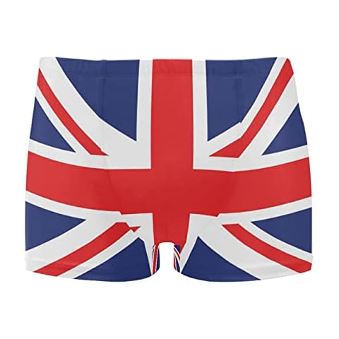 Dallonan Men's Swimming Boxer Briefs with British Flag Cover