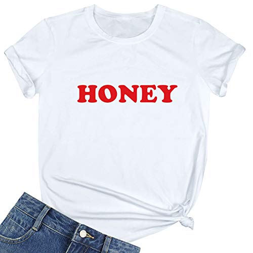 BLACKMYTH Women Summer Short Sleeve Top Tee Graphic Cute T-Shirt White Large