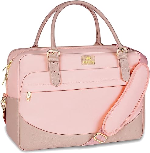 MATEIN Handtasche Damen Groß, Laptoptasche 17.3 Zoll Arbeitstasche mit Vielen Fächern Messenger Bag Buissnestasche Frau Aktentasche Bürotasche Pink Laptop Bag Umhängetasche für Schule, Reisen, Rosa