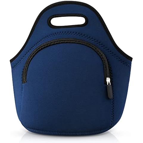 Xumbtvs Neoprene Lunch Bags, Insulated Lunch Bag with Outside Pocket, Washable Thick Lunch Tote for Men and Women, Soft and Lightweight(Blue,M) Cover