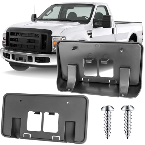 Image of License Plate Bracket Accessories for Ford F250 F350 F450 F550 Super Duty 2005 2006 2007, Excursion 2005 Front Bumper License Plate Holder Replacement Frame Black Mount