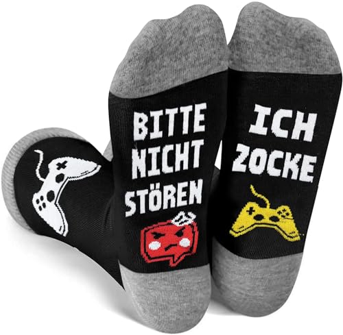 Lustige Geschenke für Männer Geburtstag Gaming Socken Bitte Nicht Stören Ich Zocke, Socken Zocker Geschenk Coole Sachen Weihnachtsgeschenke Adventskalender Füllung Teenager Junge Mädchen ab 10 Jahre