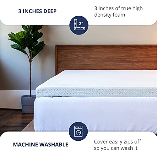 ViscoSoft 3 Inch Memory Foam Mattress Topper Twin XL Select High