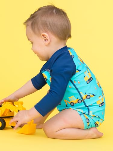 Image of RUGGEDBUTTS Baby /Toddler Boy Swimsuit, One Piece Zipper Rash Guard Sunsuit with UPF 50+ Sun Protection