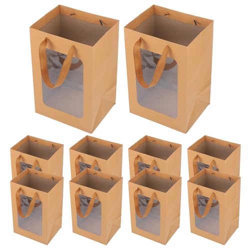 Paquet à présents papier marron grosse capacité sac emballage cadeau de fête