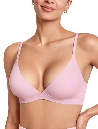 Image of OEAK Women Triangle Unlined Bra Wireless Pull On Plunge Bras