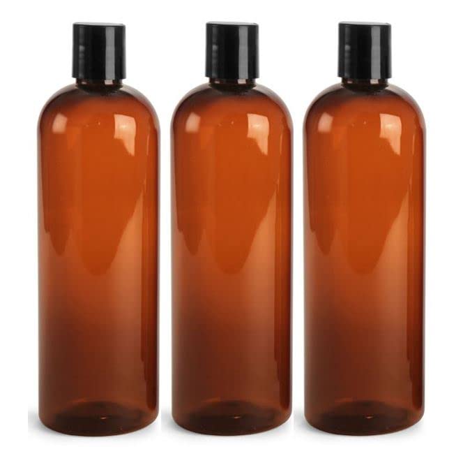 MountainLeaf 3 Pack 16 oz Plastic Empty Bottles with Black Press Disc Caps for Shampoo, Lotion, Hand Sanitizer, Dish Soap Etc., Refillable, BPA Free, Made in U.S.A (Clear bottle) image 5