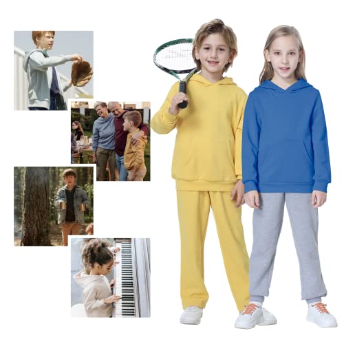 Kid Nation Kids' Soft Brushed Fleece Casual Basic Pullover Hooded Sweatshirt Hoodie For Boys Or Girls M Gray Blue #TOP2