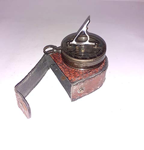 Brújula de bolsillo antigua de latón grabada miniatura 4