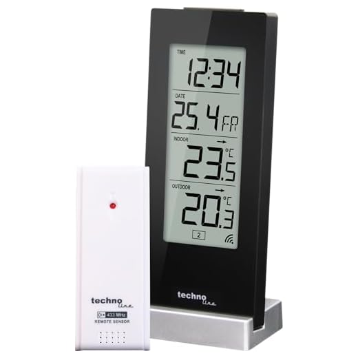 Fleischthermometer Digital Grillthermometer, 2-in-1 Bratenthermometer mit 2 Edelstahlsonden & Temperaturalarm, Sofortiges Auslesen Küchenthermometer mit LCD Licht für Grill BBQ Braten Ofen Küche 2 Technoline WS 9767 Wetterstation mit Funkuhr, Innen- und Außentemperaturanzeige, hochglanz, schwarz, 6,5 x 4,5 x 16,5 cm