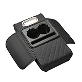 SUIVETUY Center Console Cover for VW Touran I 2006-2010 2011 2012 2013 2014 2015, Leather Car Center Console Armrest Pad with Storage Box, Cup Holder, Car Armrest Accessories,Black