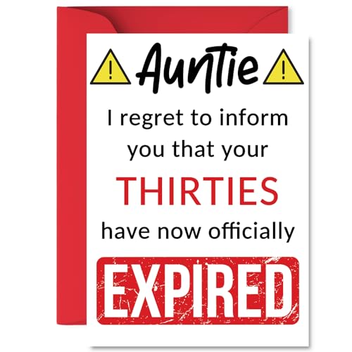 Funny 40th Birthday Cards for Auntie - Your Thirties Have Expired - Happy Birthday Card for Aunt Auntie Aunty from Nephew Niece, A5 Banter Joke Humour Bday Greeting Cards Gift