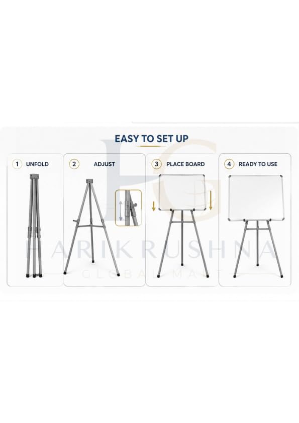 Image of Premium 5 Feet Heavy Duty Folding Easel Stand for White Board, Black Board, Notice Board & Sun Board | Adjustable Display Stand for Presentation, Office, Advertisement | White Board Not Included | Grey
