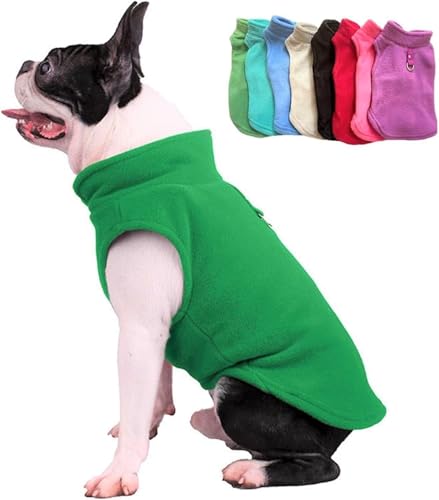 Image of JACKO & CO - Fleece Vest Dog Sweater with Leash Ring - Soft, Warm & Lightweight Pullover Coat for Small & Medium Dogs, Puppies & Cats - Cozy Fall /Winter /Spring Pet Jacket (Green, X-Small 2-4lbs)