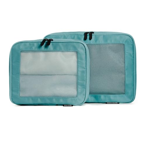 Image of Aerotrunk Compression Packing Cubes for Travel - Luggage Organizer Bags - Double Zipper Packing Cubes for Suitcases (2-Pack, Teal)
