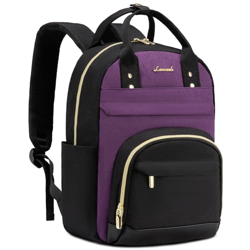 Image of LOVEVOOK Mini Backpack Purse for Women, Small Backpack Bag, Stylish Light Weight Daily Travel Backpack, Black-Purple
