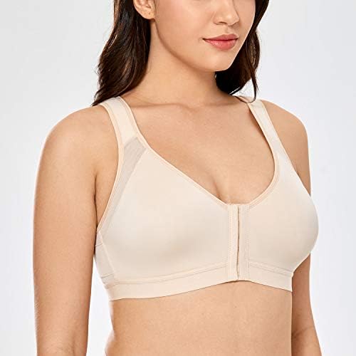 Delimira Women's Front Fastening Bras Full Cup Non Wired Back Support