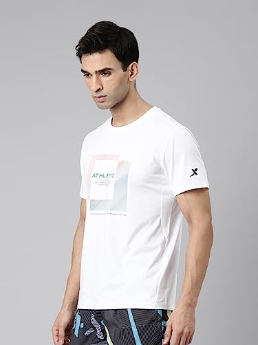 Image of XTEP Training Series, Polyester & Elastane for Better Stretch, Comfort Series, Sports Elastic Performance, Crew Neck Design, Comfort & Elastic Training T-Shirt for Men (White)