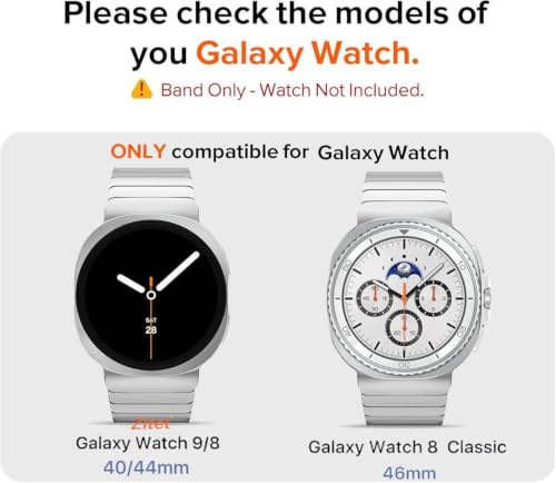 Image of Zitel No Gap Metal Band Compatible With Samsung Galaxy Watch 9 /8 (40 /44mm), Watch 8 Classic (46mm) Stainless Steel Metal Link Bracelet