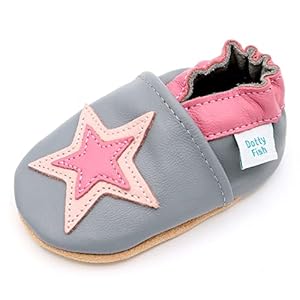 Dotty Fish Meisjes zachte lederen babyschoenen baby-meisjes Eerste loopschoen