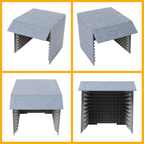 Cubierta de Escritorio a Prueba de Sonido, Cabina Plegable, Estudio Portátil para Grabación Vocal, Escudo Absorbente de Ruido de Espuma y Poliéster para Podcasting y Streaming, Gris 23.62 x 23.62 x 23.62 pulgadas miniatura 5