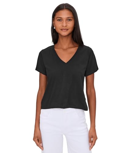 Splendid Womens Louisa V-Neck Short Sleeves Tee Black XS (Women's
