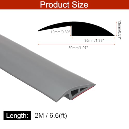 QUARKZMAN Bodenübergangsleiste Selbstklebend, 2m/6,6ft Laminat Türübergangsleisten Teppichkantenleiste für Teppichtüren zur Überbrückung von Bodenlücken Passend für 10mm Höhe, Grau