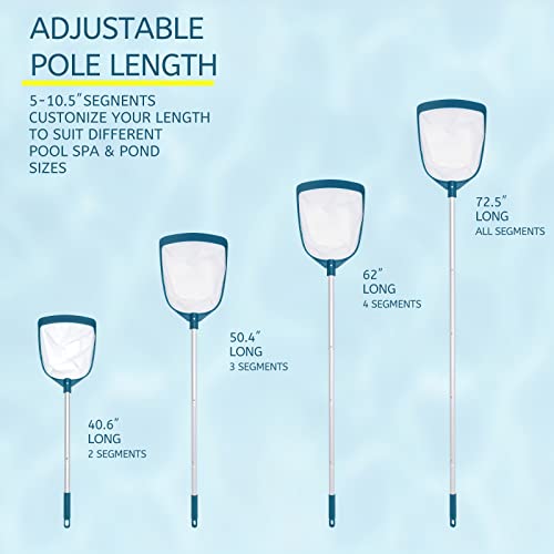 POOLWHALE Professional Pool Skimmer Net, Heavy Duty Swimming Leaf Rake Cleaning Tool with Deep Fine Nylon Mesh Net Bag - Fast Cleaning,Easy Scoop Edge,Debris Pickup Removal - Image 3