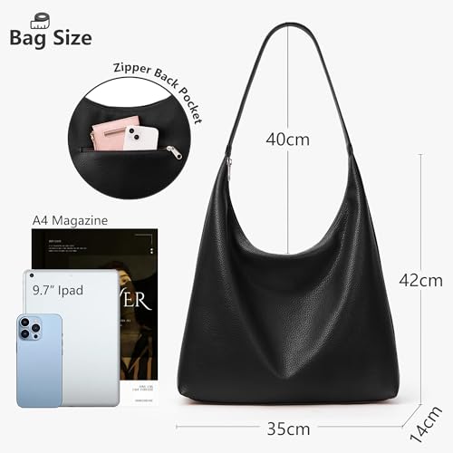 Image of KALIDI Casual Tote Bag Vegan Leather Hobo Zipper Work Bag Weekender Shoulder for Women Shoulder Travel Purse