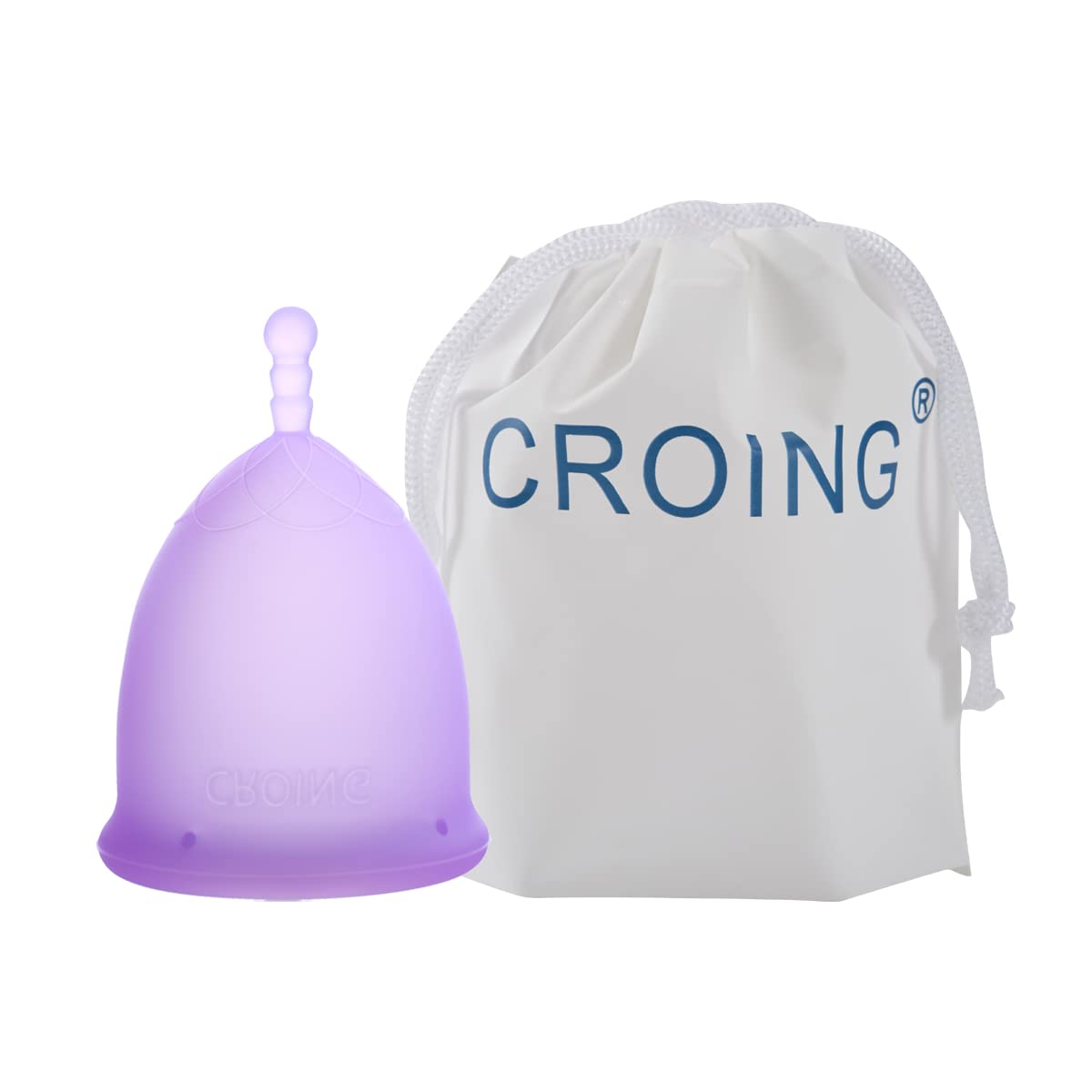 CROING 𝗖𝗼𝗽𝗽𝗲𝘁𝘁𝗮 𝗠𝗲𝘀𝘁𝗿𝘂𝗮𝗹𝗲 Coppetta Mestruale 2 Pezzi (Viola S e Bianca L)