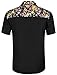 uxcell Men's Summer Floral Printed Button Down Short Sleeve Color Block Flower Hawaiian Shirt Black 42