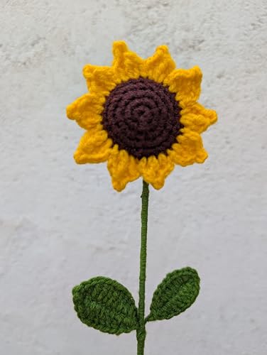 Image of Prapti Handicrafts Artificial Crochet Single Sunflower Forever Flowers Hand Knitted Flower for Home Decoration,Table Decor
