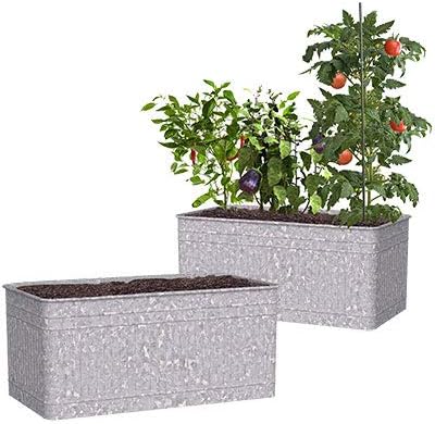 Panacea 83475 Vintage Raised Rectangular Planter, Aged Galvanized (2)