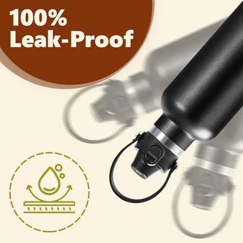 Image of EIPOSAU Auto Flip Lid for Hydro Flask Standard Mouth Bottle, Spout lid for HydroFlask Narrow Mouth Bottle, Replacement Lid with Button Lock