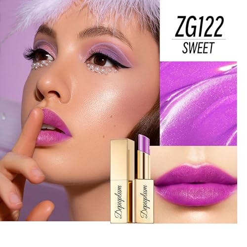 Image of Depuplum Purple Lipstick Moisturizing for Women Shimmer Tinted Lip Balm Hydrate Nourish Lip Gloss Vegan& Cruelty Free Lip Makeup, ZG122 Sweet