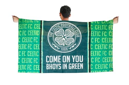 Hy-Pro Official Celtic Flag 5ft x 3ft - Polyester National Football Banner for Home & Match Display - Supporters' Gear with Large Crest & Green Detail