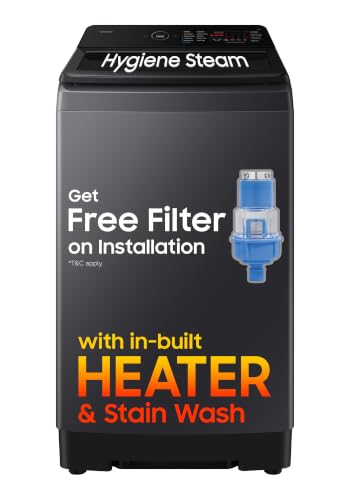 Samsung 8 Kg, 5 Star, Hygiene Steam, Ecobubble, Quick Wash, Soft Closing Door, Digital Inverter, Fully-Automatic Top Load Washing Machine (WA40F08H2CTL, In-Built Heater, Stainwash, Deep Charcoal)