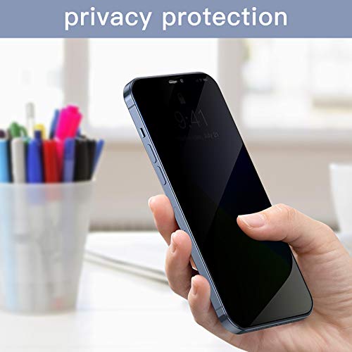 41T5CFshsQL Peafowl Compatible with iPhone 12 Pro Max Screen Protector, 2 Pack Privacy Tempered-Glass Screen Protector + 2 HD Tempered Glass Camera Lens Protector+ Film set - Image 3