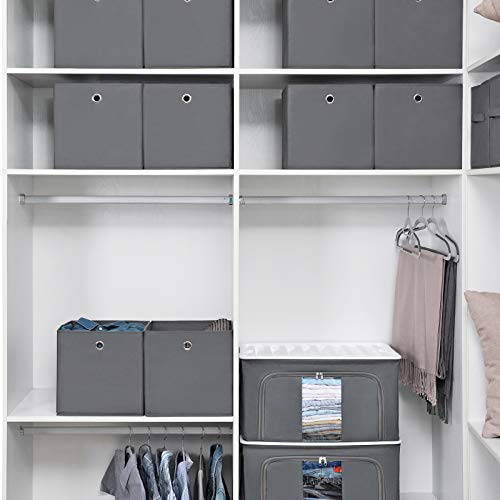 SONGMICS Aufbewahrungsboxen, 6er Set, Stoffboxen, Faltboxen aus Vliesstoff, Würfel, Aufbewahrungskörbe, für Spielzeug und Kleidung, grau RFB02G-3